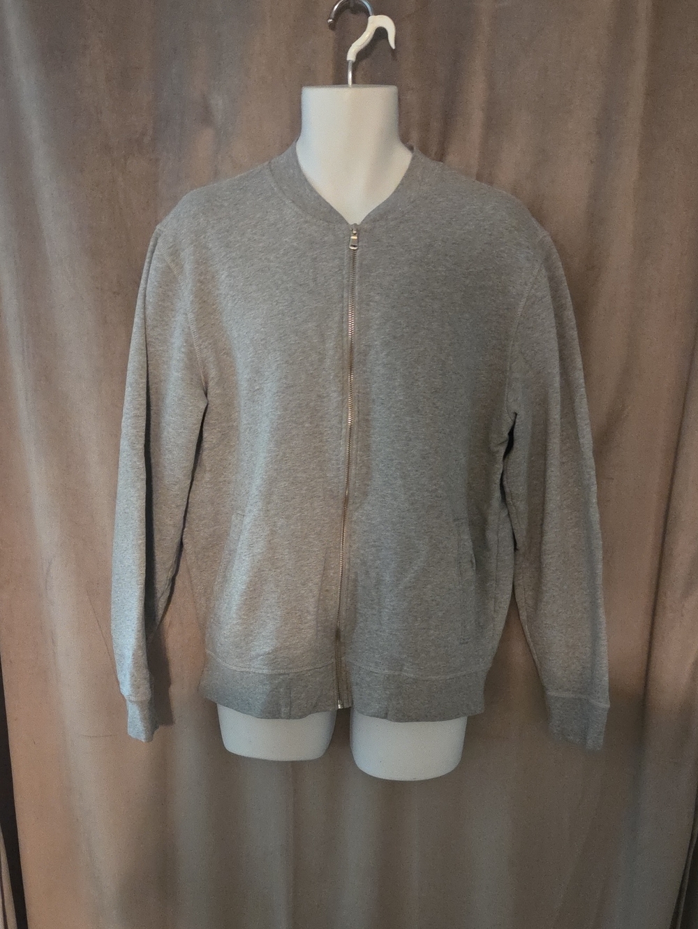 Sunspel Gray Full-Zip Bomber Sweater
